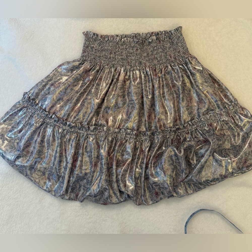 Free People “In A Bubble” Metallic Tiered Mini Skirt. EUC - - Picture 14 of 14